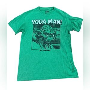 Star Wars‎ Green “Yoda Man!” Graphic Tee Fandom Shirt Sz M Unisex Geek Style